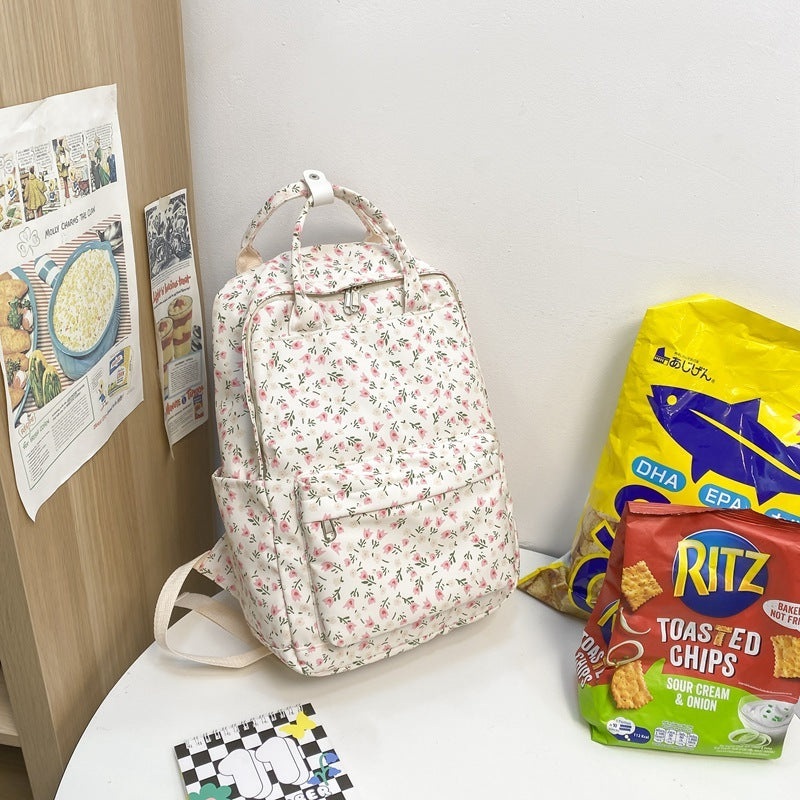 girls korean style cute floral student schoolbag junior and middle school students backpack