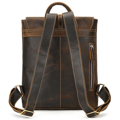 crazy horse leather backpack mens retro outdoor bag