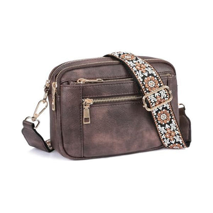 cow color matching multifunctional zipper crossbody bag