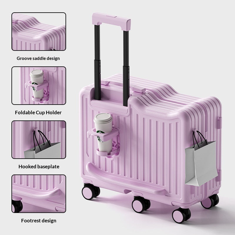Creative Solid-color Rideable Childrens Rolling Suitcase Knot