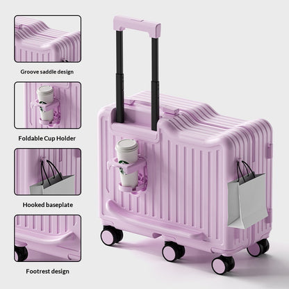 Creative Solid-color Rideable Childrens Rolling Suitcase Knot
