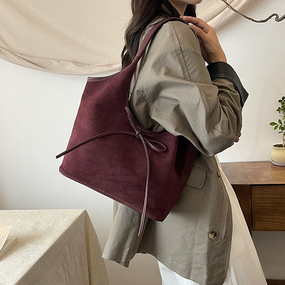 french retro large capacity frosted underarm bag