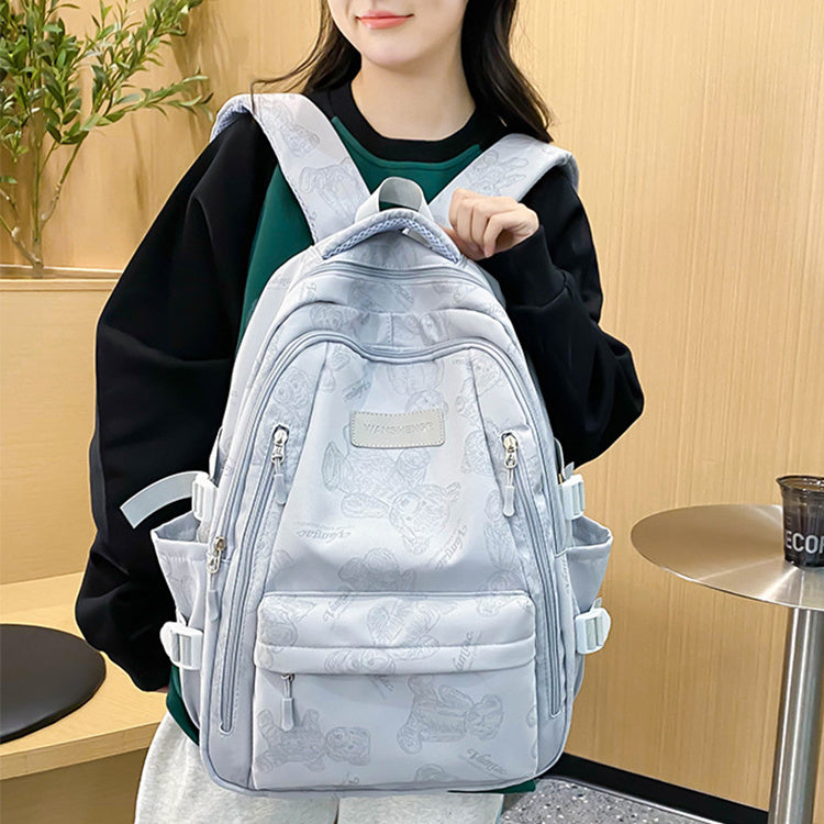 cute bears print backpack fashion versatile large capacity travel bags women junior high school students schoolbag girls campus bag