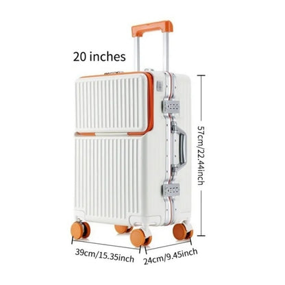 Frame Luggage, Front Open Lid Luggage, 20 Inch 24 Inch Large Capacity, TSA Lock, Universal Wheel Aluminum Frame Luggage, Sturdy And Durable Bag Set