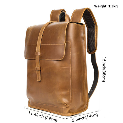 leather horse leather outdoor bag large capacity leisure laptop travel backpack