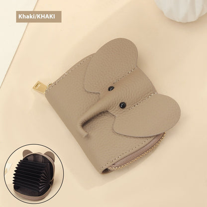 leather organ card holder bags creative elephant zipper wallet fashion bag