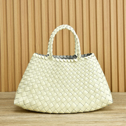 braided baotou layer cowhide pure handmade basket bag