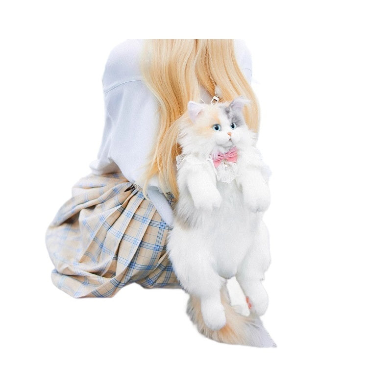 three flower cat plush toy simulation backpack