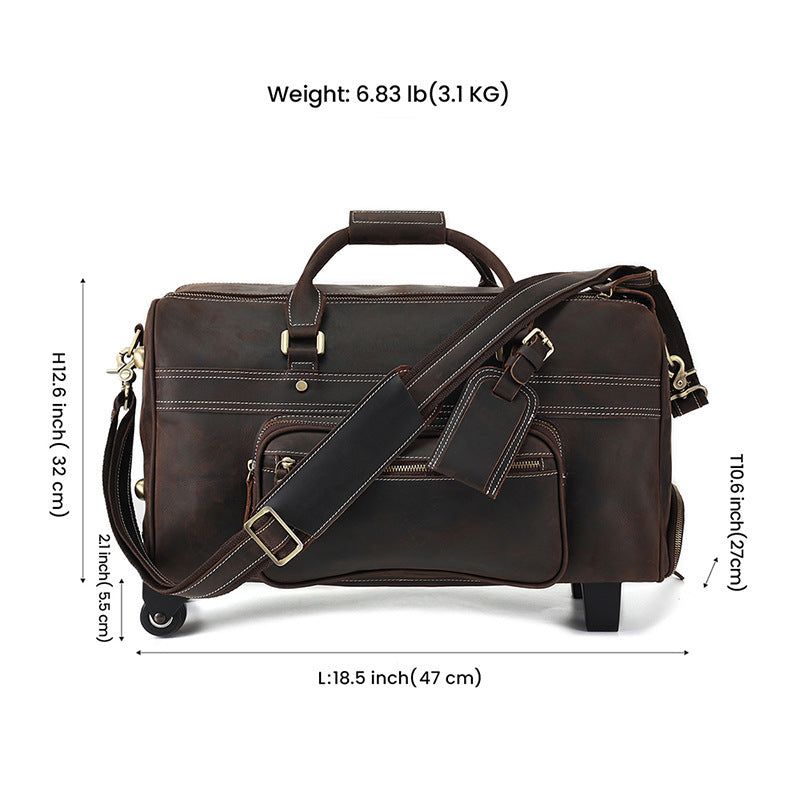 leather retro portable travel bag for men