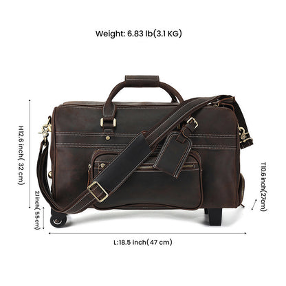 leather retro portable travel bag for men