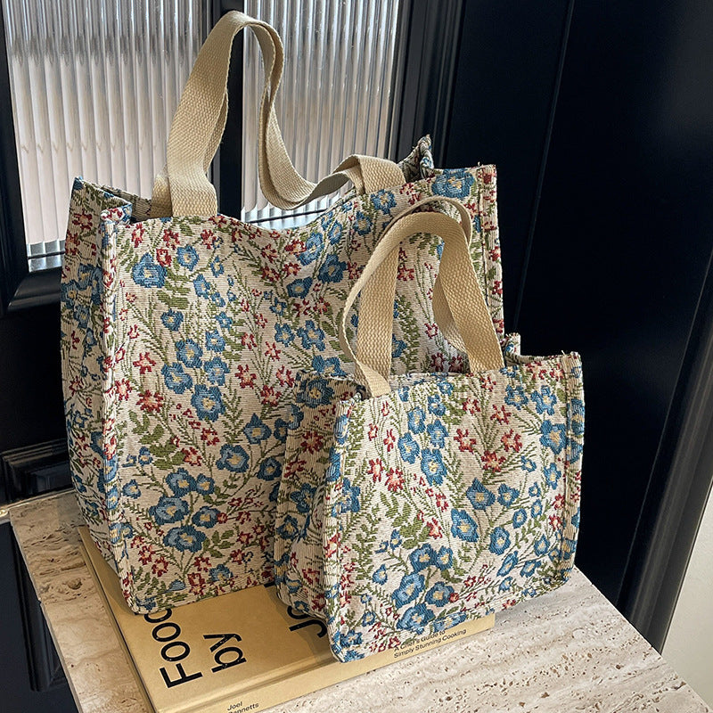flowers canvas handbag fashion large capacity shoulder bags for women