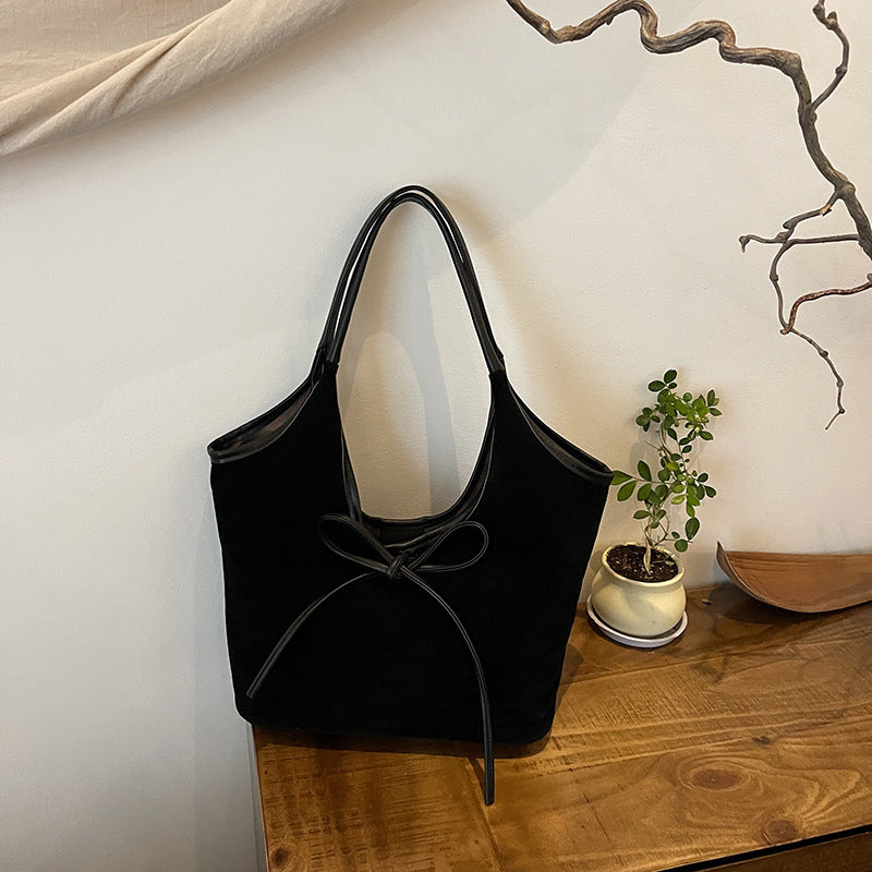 french retro large capacity frosted underarm bag
