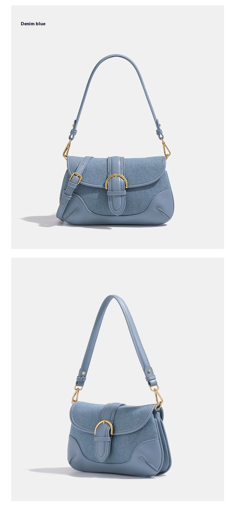 retro denim blue underarm bag women
