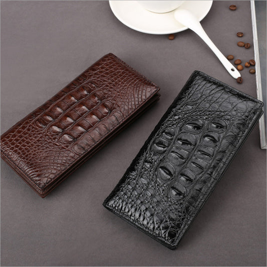 crocodile leather wallet cowhide mens multi card long style