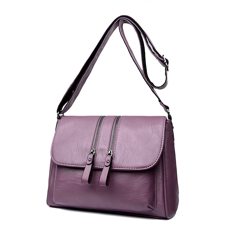 crossbody womens soft leather middle aged mother bag