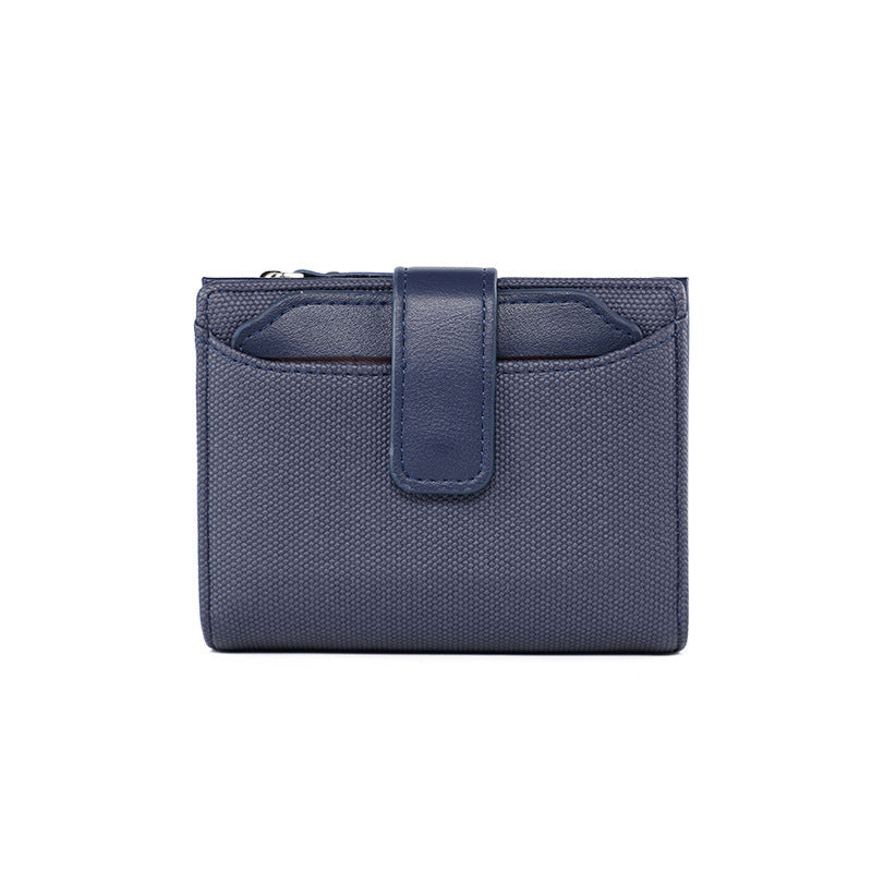 womens short solid color leather wallet