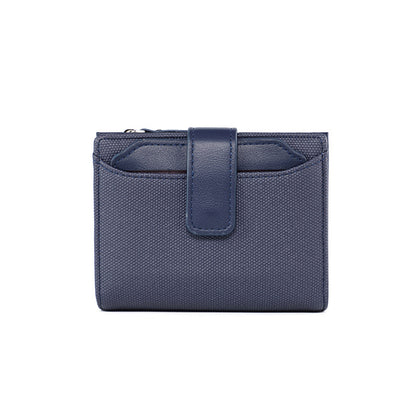womens short solid color leather wallet