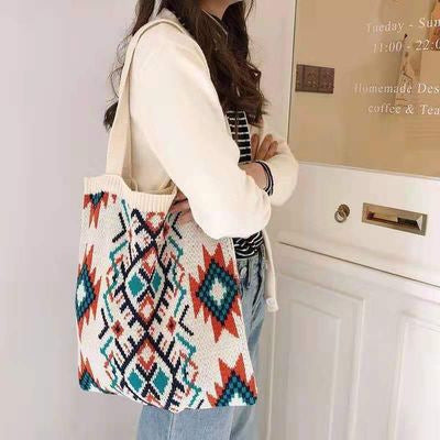 retro ethnic style wool woven bag all matching