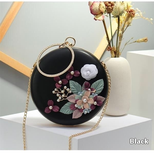 cross border flower dinner stylish round banquet handbag