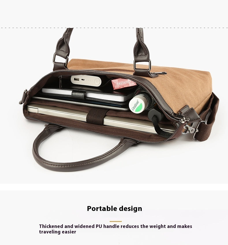 canvas shoulder messenger bag mens business handheld briefcase