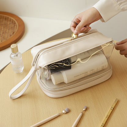 double layer cloud transparent steel wire cosmetic bag