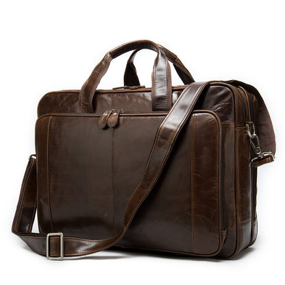 mens hand carrying genuine leather briefcase