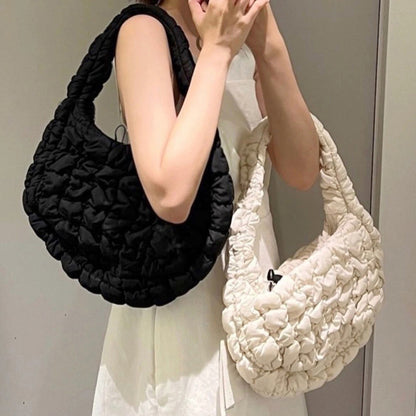 lightweight and large capacity crossbody rhombus pleated big bag