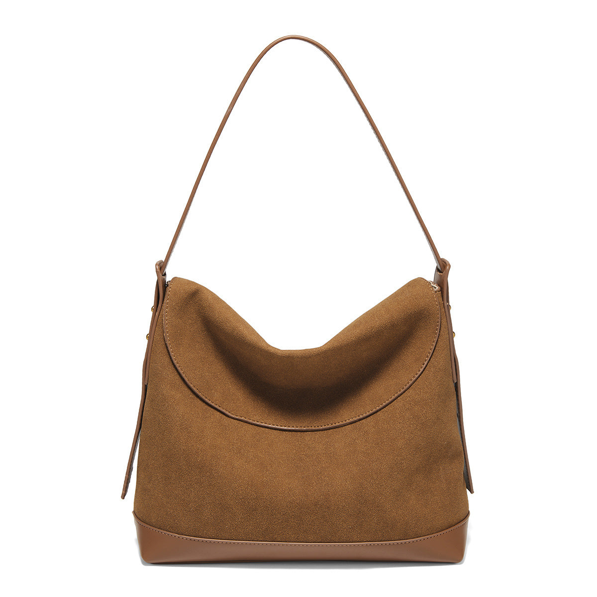 Vintage Suede-Like Shoulder Bag With Large Capacity And Crossbody Design