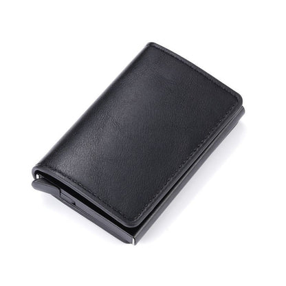 automatic eject card box metal aluminum alloy anti theft swipe wallet card box card for men and women