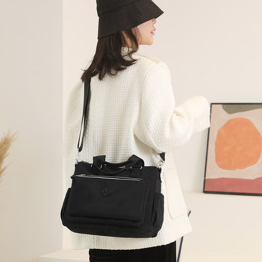 fashion trendy one shoulder bag multi layer waterproof nylon women
