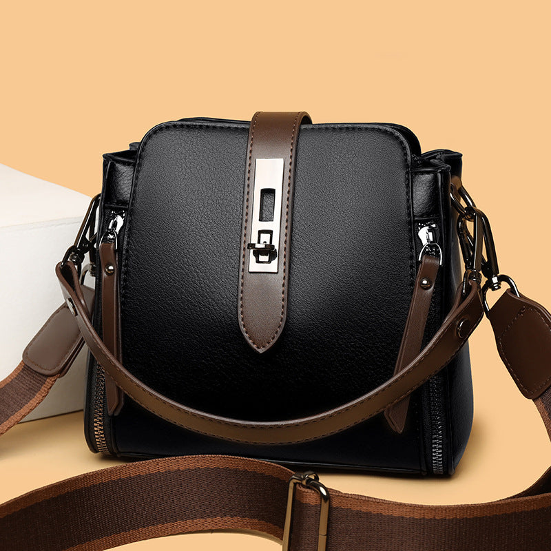 soft leather bucket large capacity handbag crossbody bag