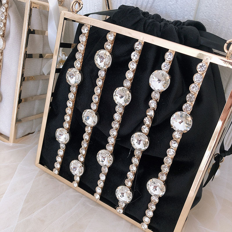 niche diamond studded dinner bag fashionable metal