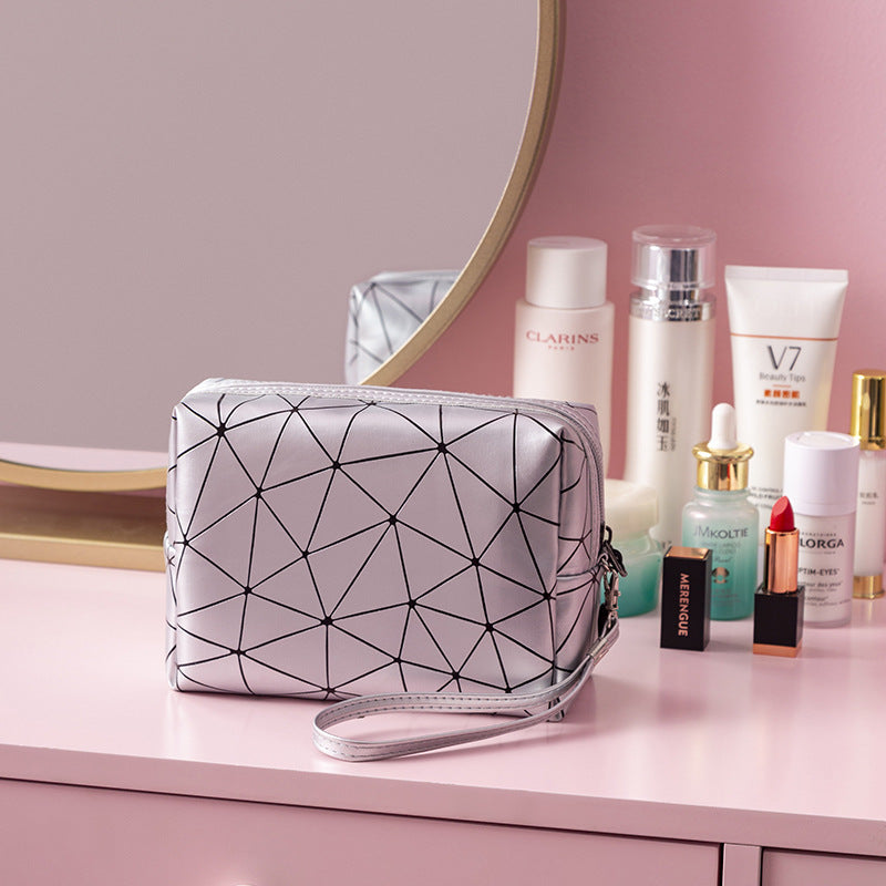 diamond triangle wash bag pu cosmetic bag