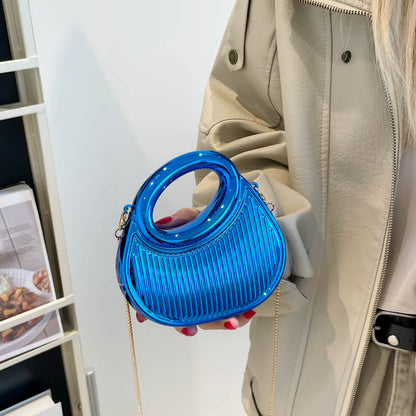 European And American-style Fashion Contrast-color Embossed Crescent-chain Shouldercrossbody Bag
