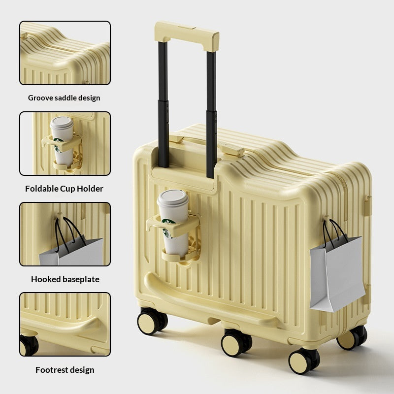 Creative Solid-color Rideable Childrens Rolling Suitcase Knot