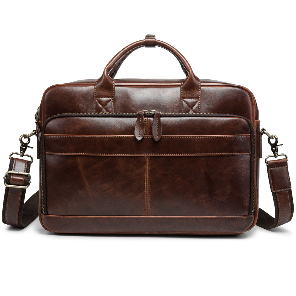 horse leather mens shoulder bag leather laptop mens briefcase portable