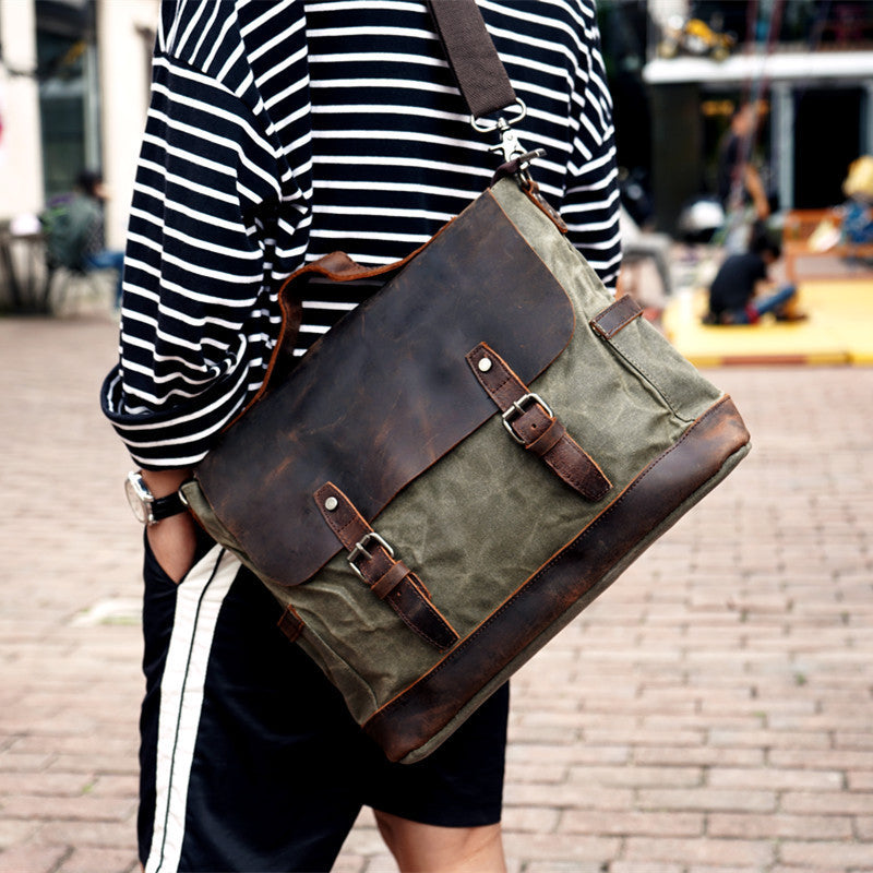 horseskin diagonal handbag briefcase canvas one shoulder
