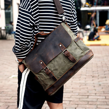 horseskin diagonal handbag briefcase canvas one shoulder