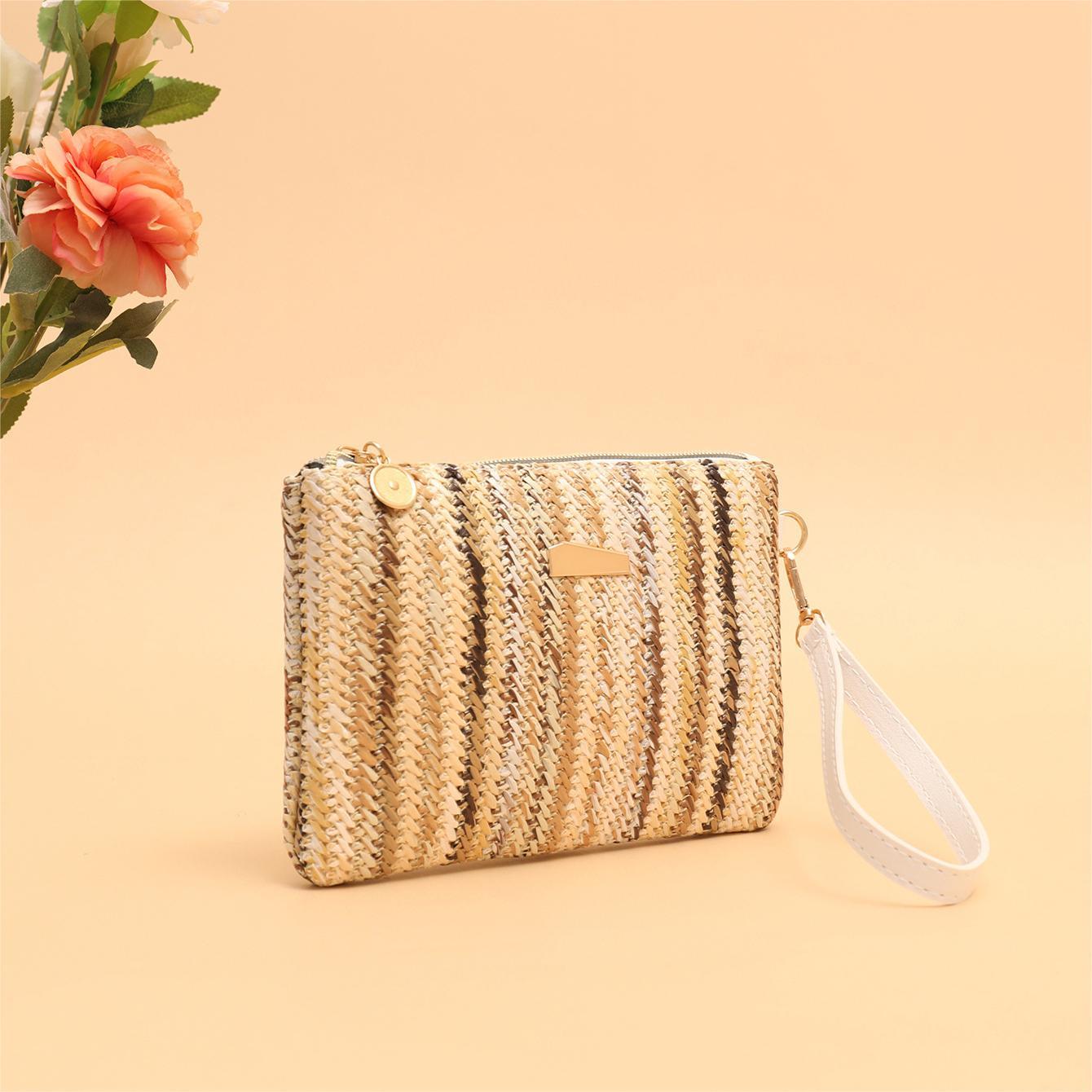 online influencer rainbow woven bag clutch coin purse