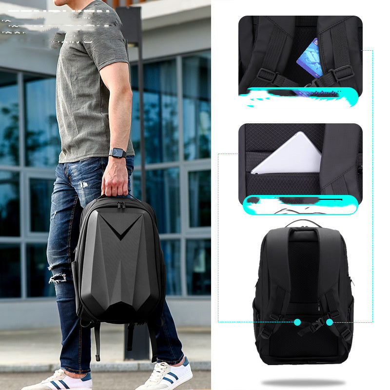 casual mens backpack large capacity hard shell business travel