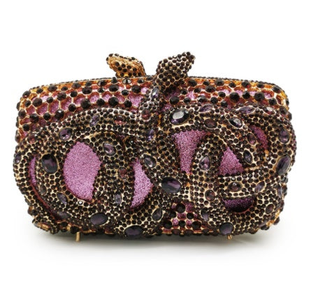 python diamond studded dinner bag magnetic clasp chain clutch