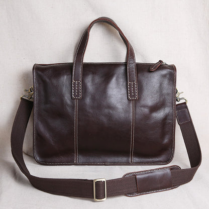 vintage business leisure horizontal style leather briefcase computer bag