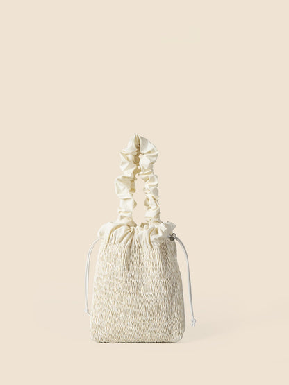 pleated nylon cross body bucket bag simple drawstring