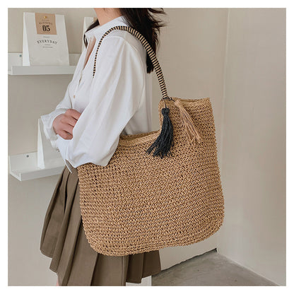 winter fashion straw casual tote bag