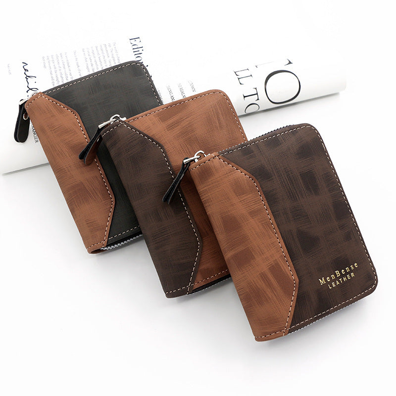 frosted mens short chain wallet vertical coin purse card holder