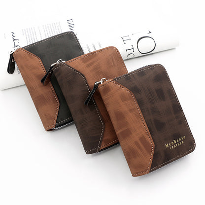 frosted mens short chain wallet vertical coin purse card holder