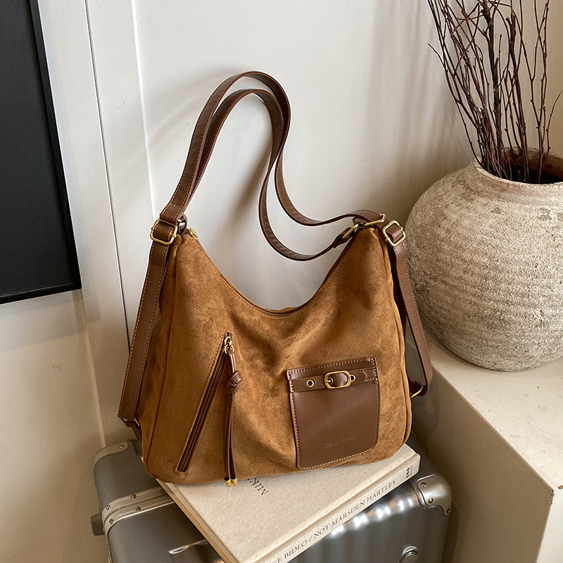 Vintage Suede-lined Large-capacity Bag