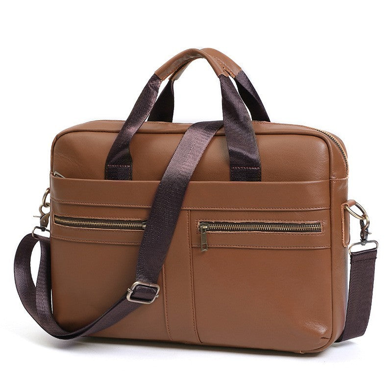 simple casual mens real leather handbag