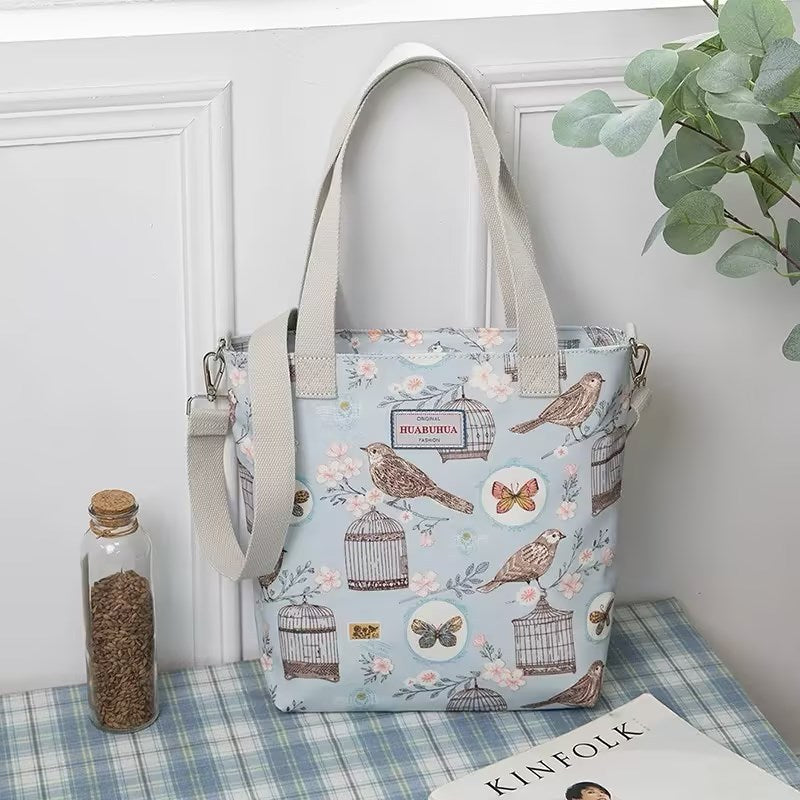 versatile large capacity floral canvas crossbody shoulder bag