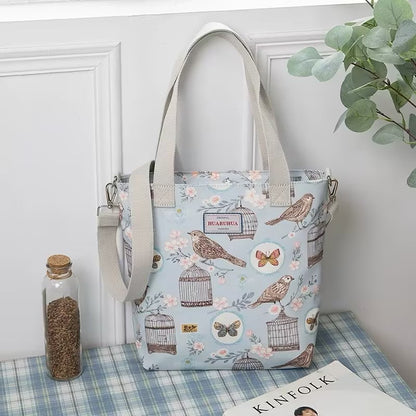 versatile large capacity floral canvas crossbody shoulder bag